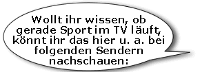 Sprechblase Hinweis zu Sport Fernsehsendungen